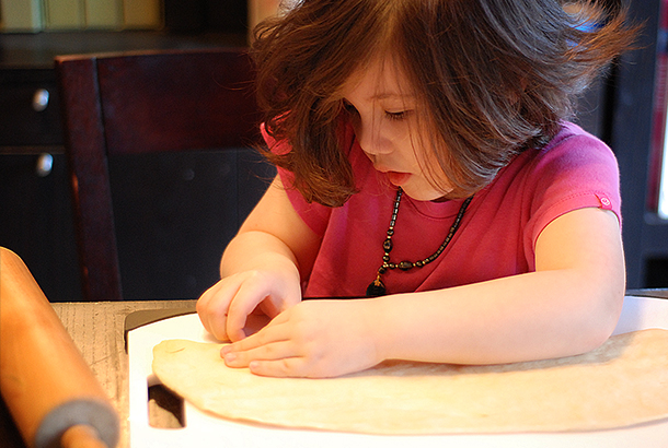 Rinoa preparing the dough.