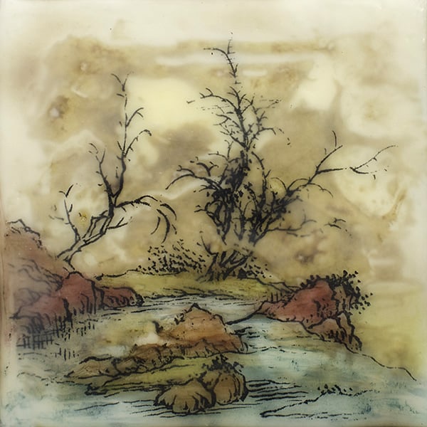 "Silent Creek" Encaustic Painting, 2016